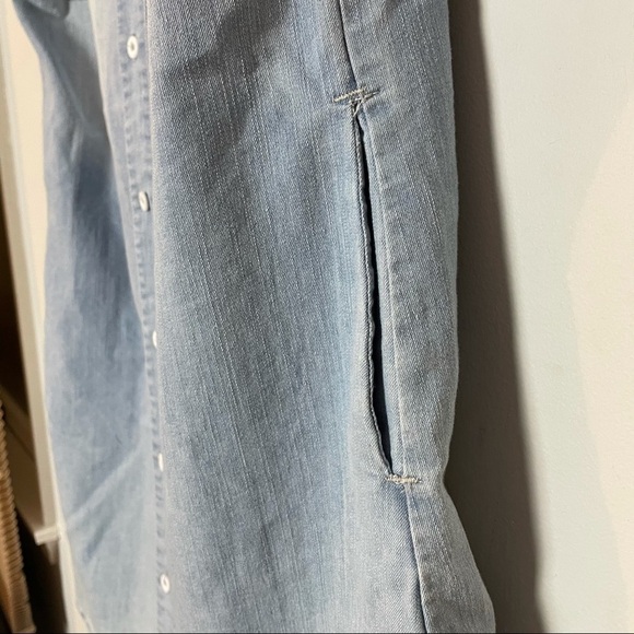 Denim Look Cotton Blend Button Down Dress/ Tunic Top - Picture 6 of 11